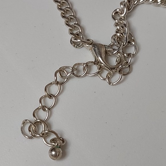 Silver Tone Metal Spikey Necklace Adjustable 18 To 20 Inches Long - Picture 7 of 11